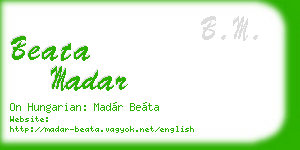 beata madar business card